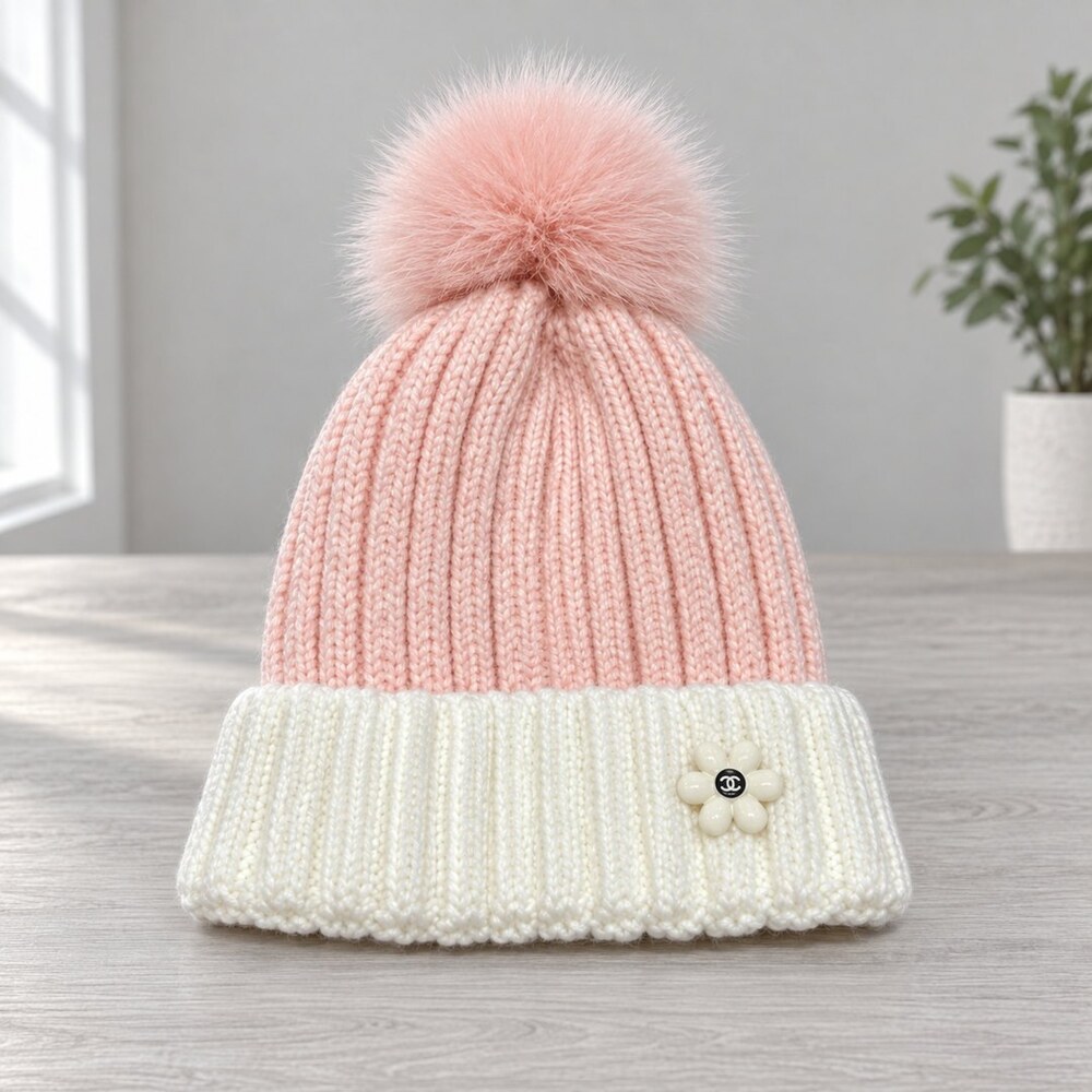 CHANEL Two-Tone Knit Beanie